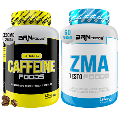Kit 8 Hours Caffeine 120 Cápsulas + ZMA Testo 120 Cápsulas - BRN Foods