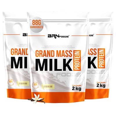Kit 3x Grand Mass Milk Hipercalórico 2kg - BRN Foods