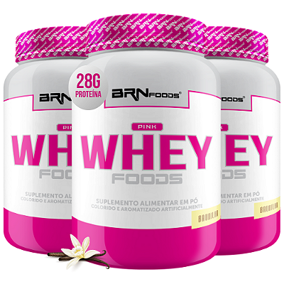 Kit 3x Pink Whey Protein 900g - BRN Foods