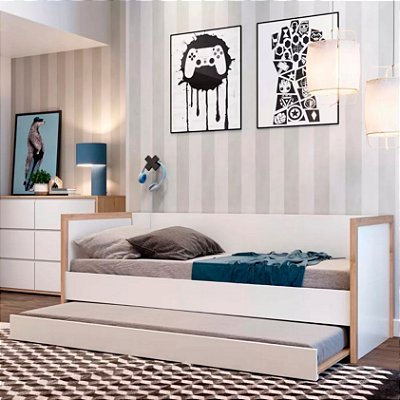 Cama Babá Com Encosto + Cama Auxiliar Coleção Wood