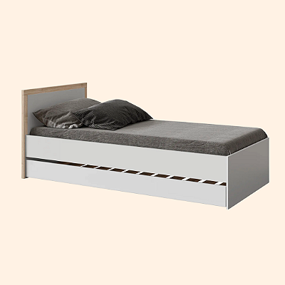 Cama de Solteiro + Cama Auxiliar Coleção Wood