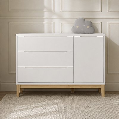 Cômoda Infantil 3 Gavetas e 1 Porta Sapateira Coleção Amor Perfeito