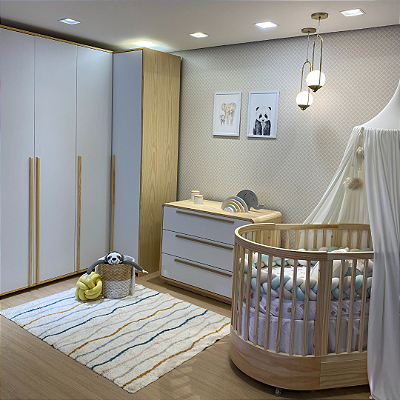Quarto de Bebê Completo Evolutivo Berço + Cômoda + Guarda Roupa