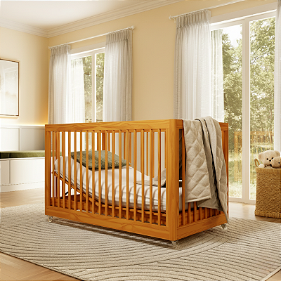 Berço 3 em 1 Evolutivo Coleção Lion Amadeirado Cor Carvalho Avelã