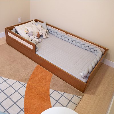 Cama Montessoriana Com Rattan Tamanho Solteiro Coleção Divertidamente Cor Branca