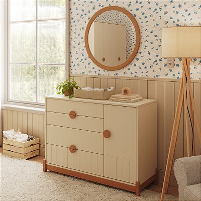 Cômoda Infantil Sapateira 3 Gavetas + 1 Porta Coleção Lamê