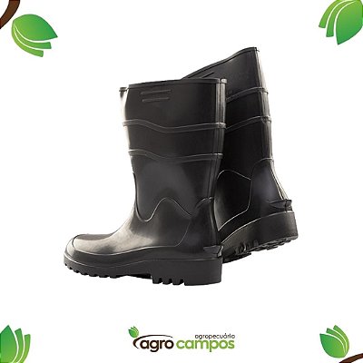 Bota Baspan PVC Preta de Cano Médio S/Forro