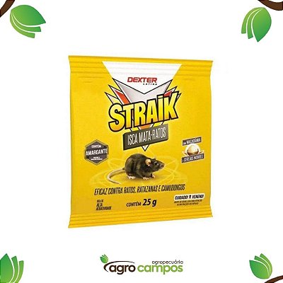 Raticida Straik Isca Mata-Ratos Rodenticida-25g