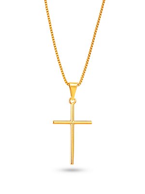 Corrente cruz tradicional - veneziana - banhado a ouro 18k