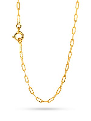 Corrente Elo longo 2 mm - fecho tradicional - banhado a ouro 18k