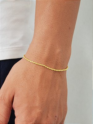 Pulseira cordão baiano 2 mm - banhada a ouro 18k
