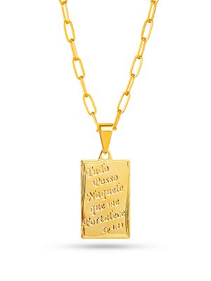 Corrente "Tudo Posso" - elo longo - banhado a ouro 18k