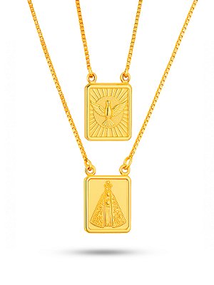 Escapulario Nossa Senhora Espírito Santo - veneziana - banhado a ouro 18k