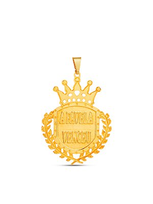 Pingente brasão favela venceu 3,2 x 2,5 cm - banhado a ouro 18k