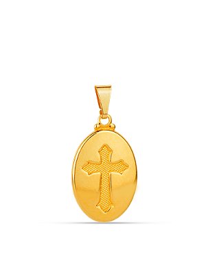 Pingente Medalha Oval Cruz 2,0 x 1,5 cm