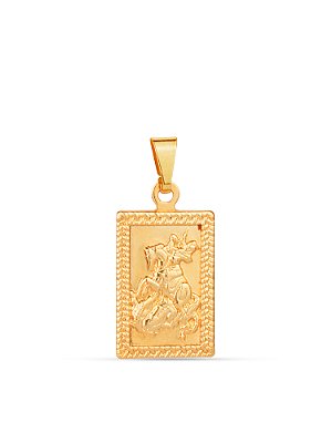 Pingente plaquinha São Jorge 1,8 x 1,2 cm - banhado a ouro 18k