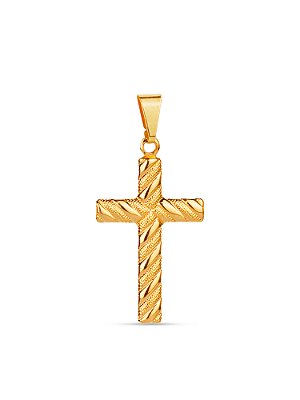 Pingente cruz texturizada 2,5 x 1,6 cm - banhado a ouro 18k