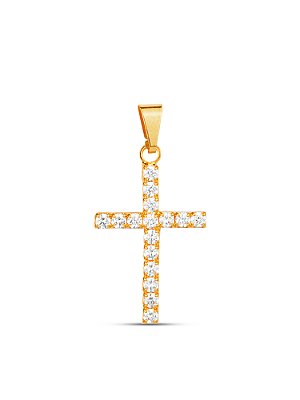 Pingente Cruz cravejada 2,1 x 1,5 cm - banhado a ouro 18k