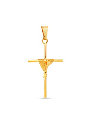 Pingente Cruz Palito Amarrada M 2,5 x 1,6 cm - banhado a ouro 18k