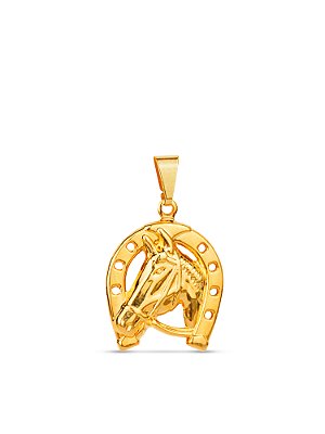 Pingente Ferradura com Cavalo 2,0 x 1,7 cm - banhado a ouro 18k
