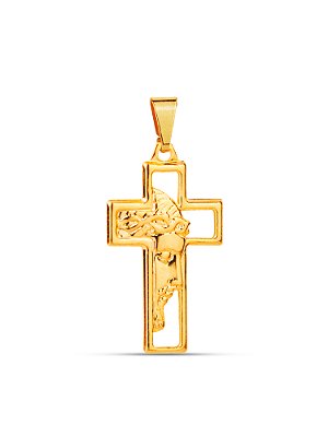 Pingente Cruz face de Jesus - banhado a ouro 18k