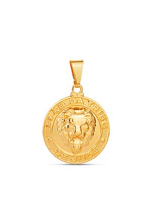 Pingente Redondo Leão da Tribo 2,0 x 2,0 cm - banhado a ouro 18k