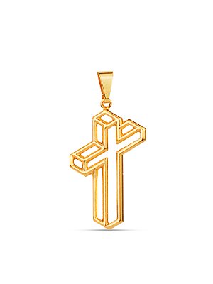 Pingente Cruz 3D 2,5 x 1,7 cm - banhado a ouro 18k