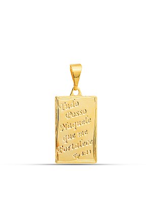 Pingente Plaquinha Tudo Posso 2,0 x 1,3 cm - banhado a ouro 18k