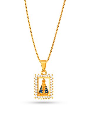 Corrente Nossa Senhora retrato - veneziana - banhado a ouro 18k