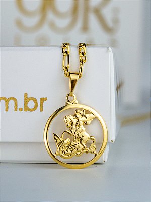 Corrente São Jorge - 3 por 1 - banhado a ouro 18k