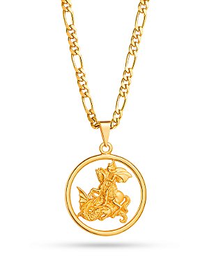 Corrente São Jorge - 3 por 1 - banhado a ouro 18k