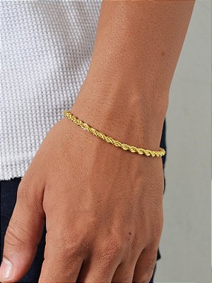 Pulseira cordão baiano 4 mm - banhada a ouro 18k
