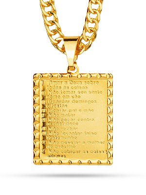 Corrente dez mandamentos - grumet duplo - banhado a ouro 18k
