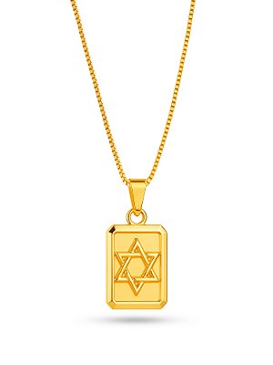 Corrente plaquinha Estrela de Davi - veneziana - banhado a ouro 18k