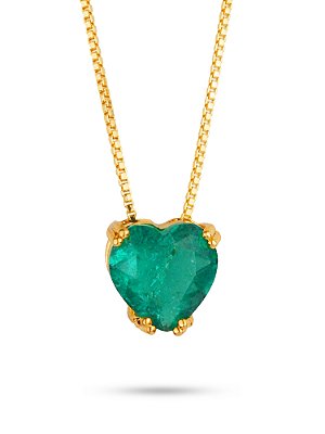 Colar coração verde - banhado a ouro 18k