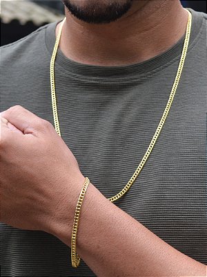 Conjunto Grumet duplo 4,5 mm - fecho gaveta duplo - banhado a ouro 18k