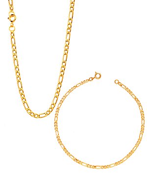 Conjunto 3 por 1 2 mm - fecho tradicional - banhado a ouro 18k