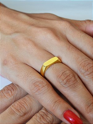 Anel Plataforma Liso - ajustável - banhado a ouro 18k