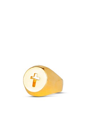 Anel Oval Cruz Vazada