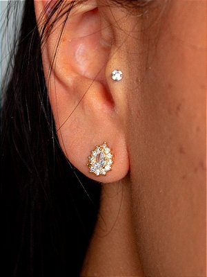 Brinco Mini Gota Cravejado