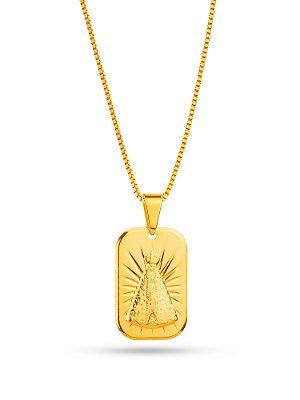 Corrente Nossa Senhora iluminada - veneziana - banhado a ouro 18k