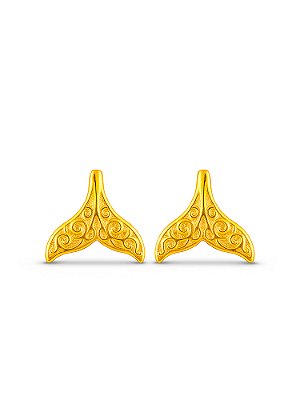 Brinco Rabo de Baleia - banhado a ouro 18k