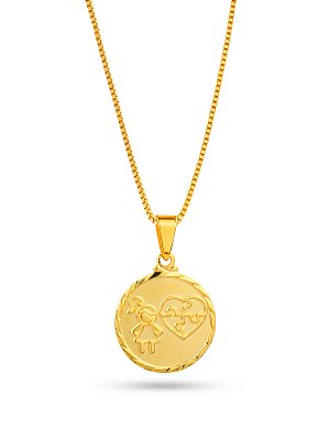 Corrente menina autismo - banhado a ouro 18k