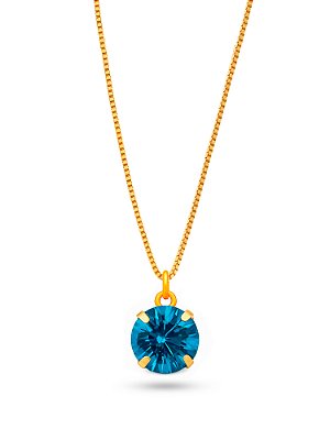 Colar azul ponto de luz - banhado a ouro 18k