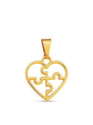 Pingente coração vazado TEA autismo - banhado a ouro 18k