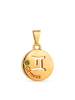 Pingente signo Gêmeos - banhado a ouro 18k