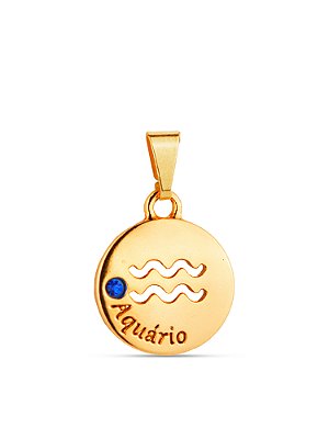 Pingente signo Aquário - banhado a ouro 18k
