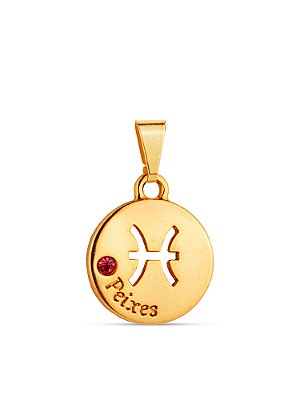 Pingente signo Peixes - banhado a ouro 18k