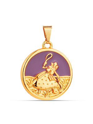 Pingente medalha Nanã roxo - banhado a ouro 18k