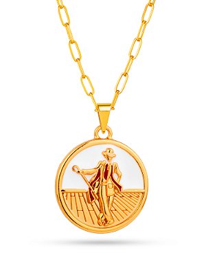 Corrente Zé Pelintra branca - elo longo - banhado a ouro 18k